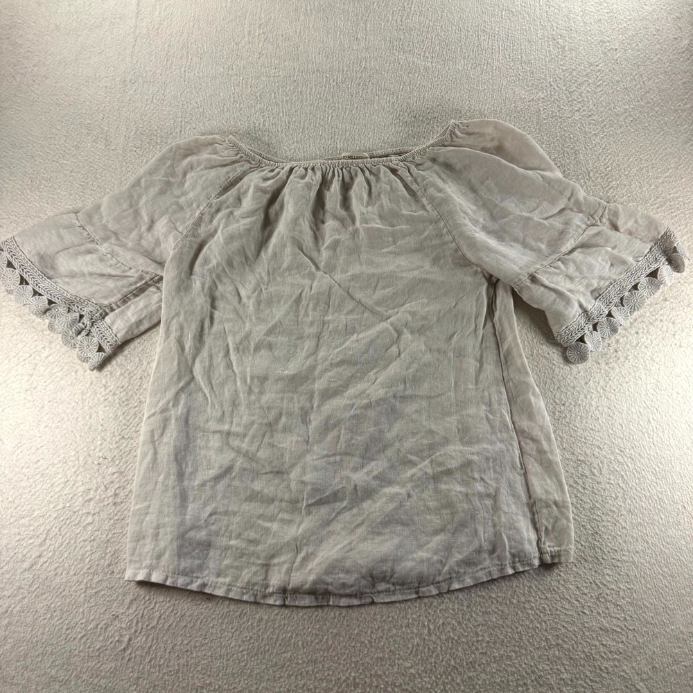 Terzo Millennio Linen Blouse Womens M Beige Made in Italy Earthy Boho Lagenlook